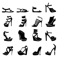 Image showing Set of various stylish models of women footwear