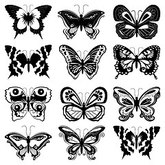 Image showing Set of butterfly silhouettes