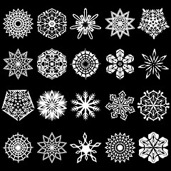 Image showing Set of snowflakes silhouettes