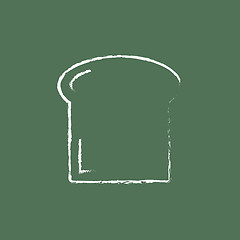 Image showing Single slice of bread icon drawn in chalk.