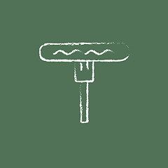 Image showing Sausage on the fork icon drawn in chalk.