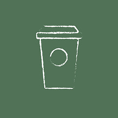 Image showing Disposable cup icon drawn in chalk.