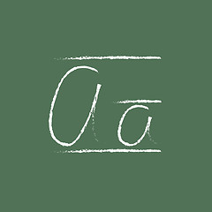 Image showing Cursive letter a icon drawn in chalk.