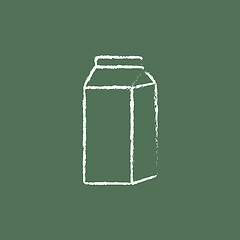 Image showing Packaged dairy product icon drawn in chalk.