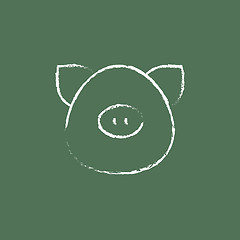 Image showing Pig head icon drawn in chalk.