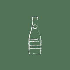 Image showing Glass bottle icon drawn in chalk.