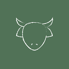Image showing Cow head icon drawn in chalk.