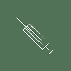 Image showing Syringe icon drawn in chalk.