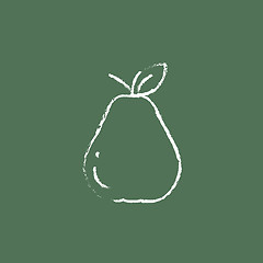 Image showing Pear icon drawn in chalk.