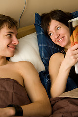 Image showing young happy couple in bedroom