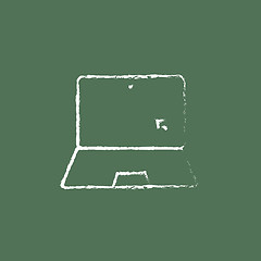 Image showing Laptop and cursor icon drawn in chalk.