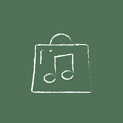 Image showing Bag with music note icon drawn in chalk.