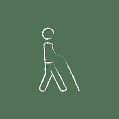 Image showing Blind man with stick icon drawn in chalk.