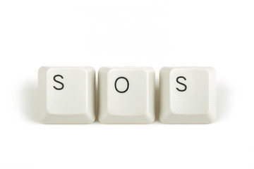 Image showing SOS from scattered keyboard keys on white