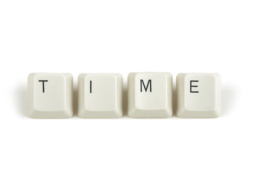 Image showing time from scattered keyboard keys on white