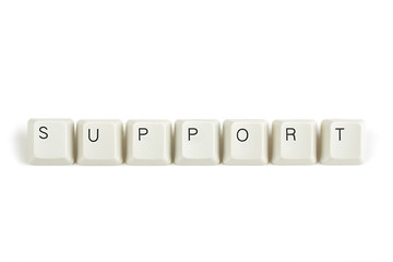 Image showing support from scattered keyboard keys on white