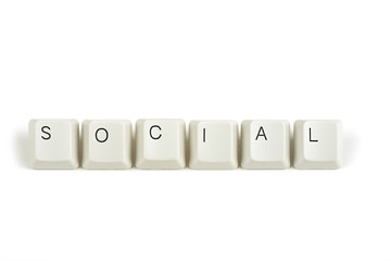 Image showing social from scattered keyboard keys on white