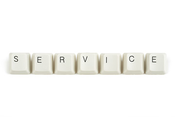 Image showing service from scattered keyboard keys on white