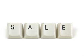 Image showing sale from scattered keyboard keys on white