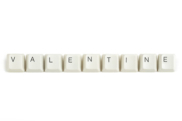 Image showing valentine from scattered keyboard keys on white