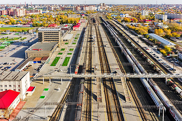 Image showing Aerial view onto railway station. Tyumen. Russia