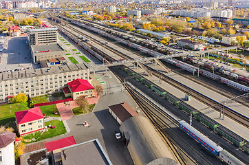 Image showing Aerial view onto railway station. Tyumen. Russia