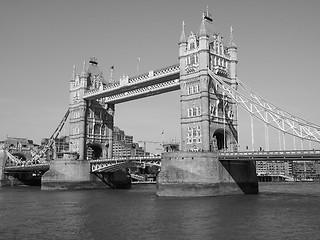 Image showing Black and white Tower Bridge in London