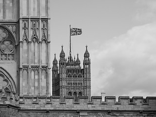 Image showing Black and white Houses of Parliament in London