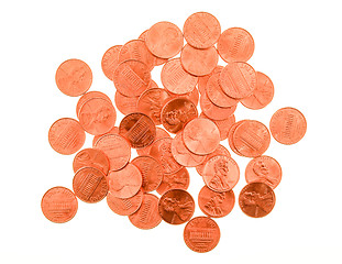 Image showing Retro look Dollar coins 1 cent wheat penny cent