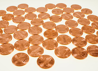 Image showing Retro look Dollar coins 1 cent wheat penny cent