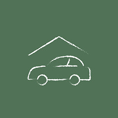 Image showing Car garage icon drawn in chalk.