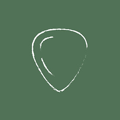 Image showing Guitar pick icon drawn in chalk.