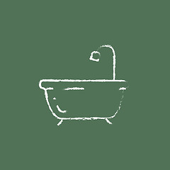 Image showing Bathtub with shower icon drawn in chalk.