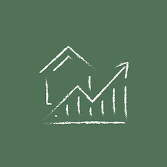 Image showing Graph of real estate prices growth icon drawn in chalk.