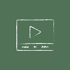 Image showing Video player icon drawn in chalk.