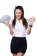 Image showing Happy business woman with us dollar