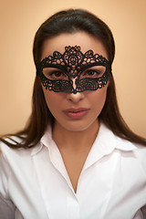 Image showing Closeup of a woman in lacy mask