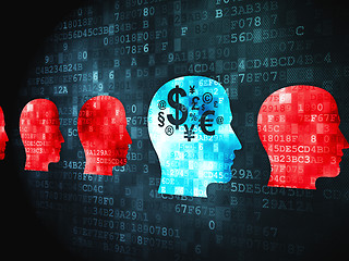 Image showing Business concept: Head With Money on digital background