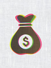 Image showing Business concept: Money Bag on fabric texture background