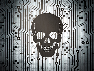 Image showing Health concept: circuit board with Scull