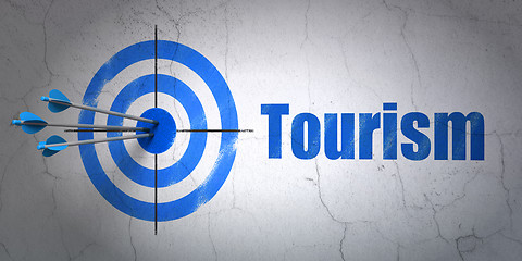 Image showing Tourism concept: target and Tourism on wall background