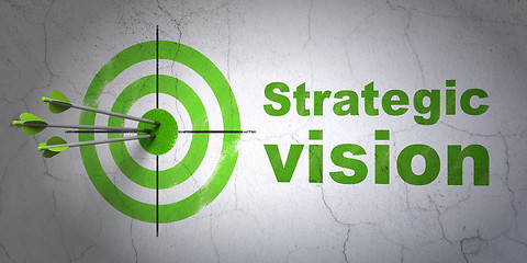 Image showing Business concept: target and Strategic Vision on wall background