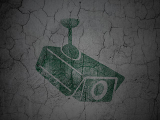 Image showing Security concept: Cctv Camera on grunge wall background