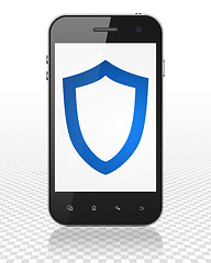 Image showing Privacy concept: Smartphone with Contoured Shield on display