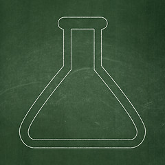 Image showing Science concept: Flask on chalkboard background