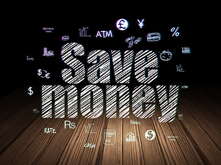 Image showing Banking concept: Save Money in grunge dark room