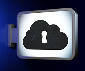 Image showing Cloud networking concept: Cloud With Keyhole on billboard background