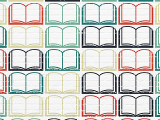 Image showing Education concept: Book icons on wall background