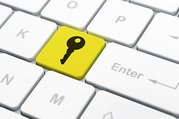 Image showing Protection concept: Key on computer keyboard background