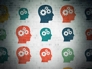 Image showing Business concept: Head With Gears icons on Digital Paper background